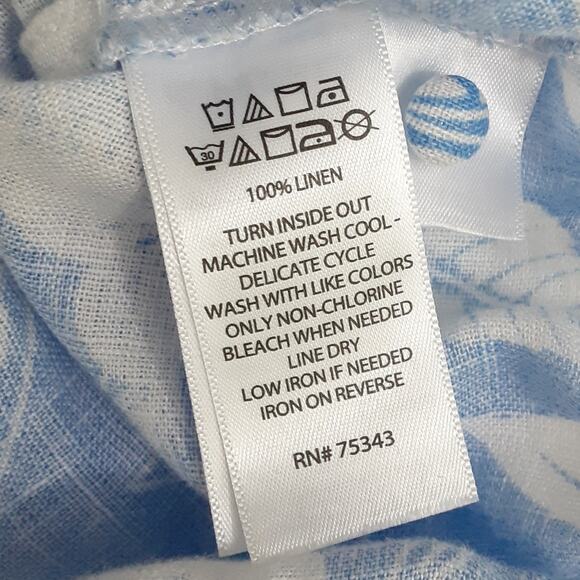 C&C California 100% Linen Maxi Skirt Set Blue Floral Crop Top Drop Shoulder Sz L - Picture 13 of 13